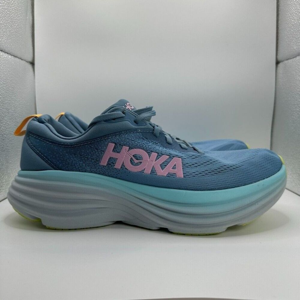 Hoka One One W Bondi 8 Shoes Womens Size 9.5B Blue Pink Running Cushioning